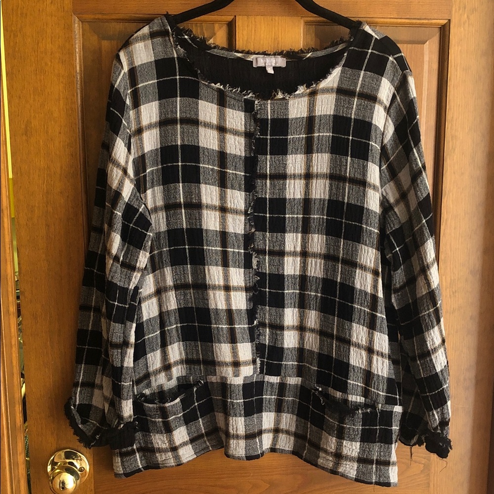 Habitat Black, Brown and Ivory Frayed Edge Top